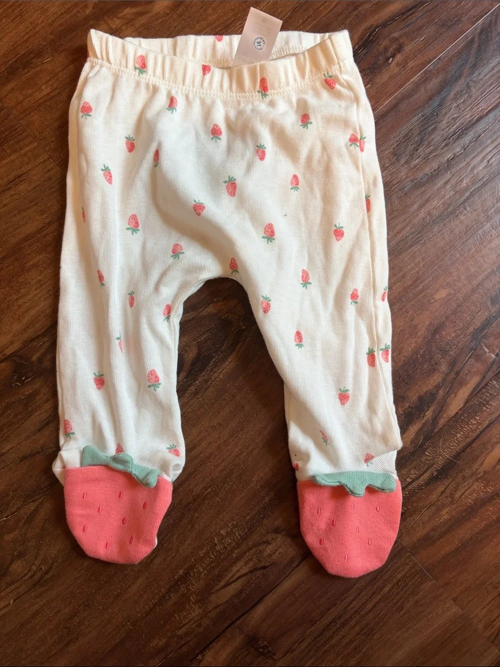 Carter's Cream Strawberry Print Footed One-Piece with Headband